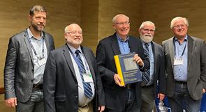 Editors pictured with the finished Festschrift (Caleb Howard, Richard E Averbeck, K. Lawson Younger, Jr, James K Hoffmeier, and Wolfgang Zwickel).